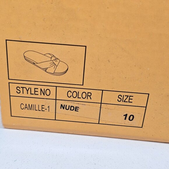 Chase And Chloe Camille-1 Nude Bow Slide Sandals Puffy Knot Women 10 - Picture 13 of 16